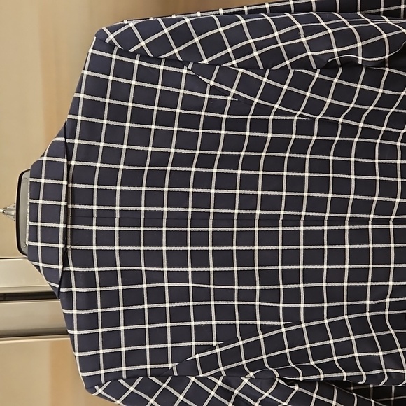 💕HALOGEN💕 Double Breasted Window Pane Plaid Check Blazer ~ Navy Blue S NWOT - Picture 10 of 14